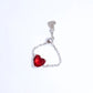 Heart Chain Ring Red 925 Sterling Silver