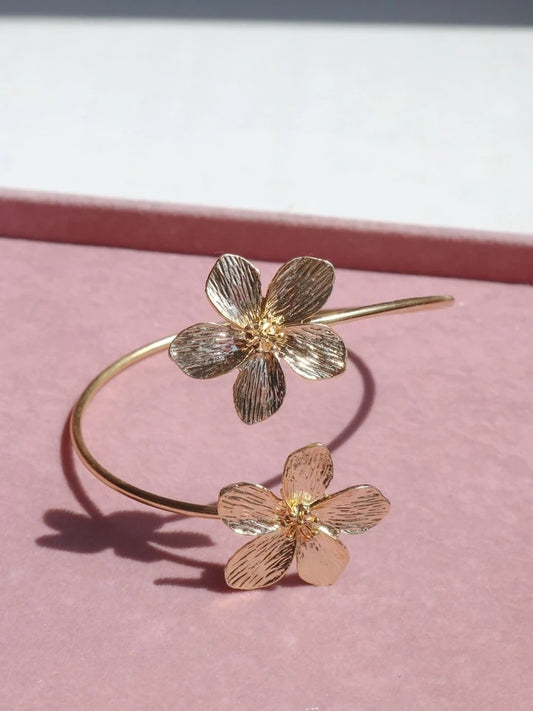 Gold Flower Cuff Bracelet
