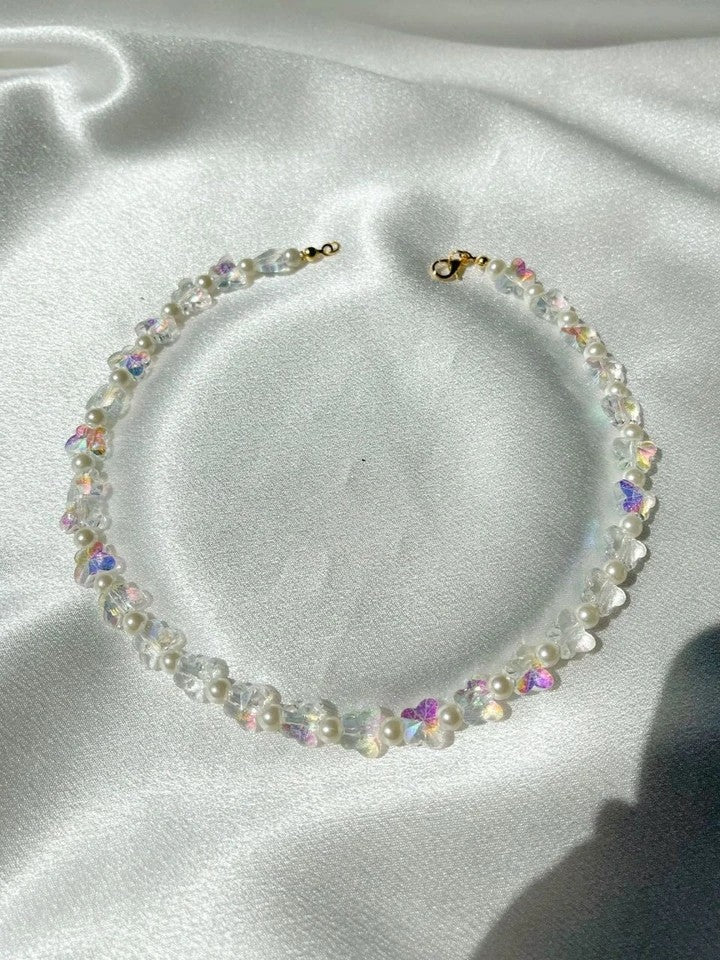 Butterfly Glass Pearl Choker