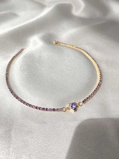 Cutie Heart Zircon Stone Choker / Necklace