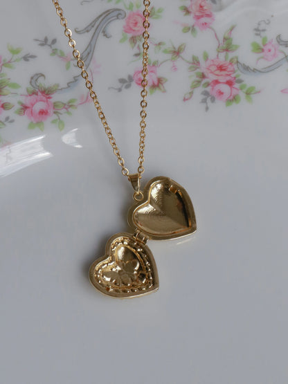 White Bee Heart Personalized Photo Locket Necklace