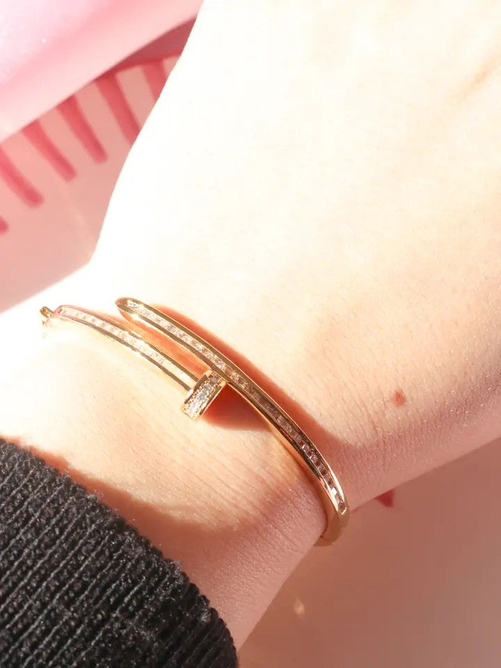 Studded Nail Steel Bracelet with Stone