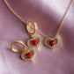 Red Opal Stone Heart Necklace 925 Silver