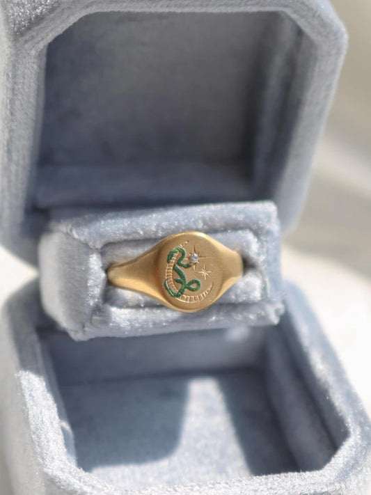 Vintage Snake Of The Moon Steel Ring