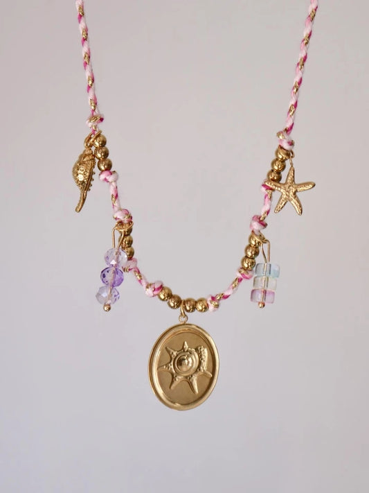 Golden Sun Macrame Steel Necklace