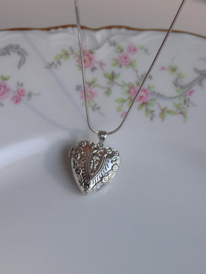 Novelle Bow Heart Personalized Photo Locket Necklace