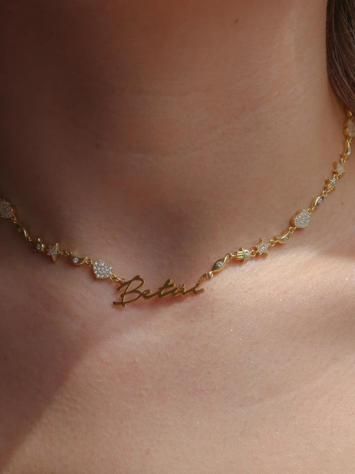 Fatimas Lovely Hand Personalized Name Necklace