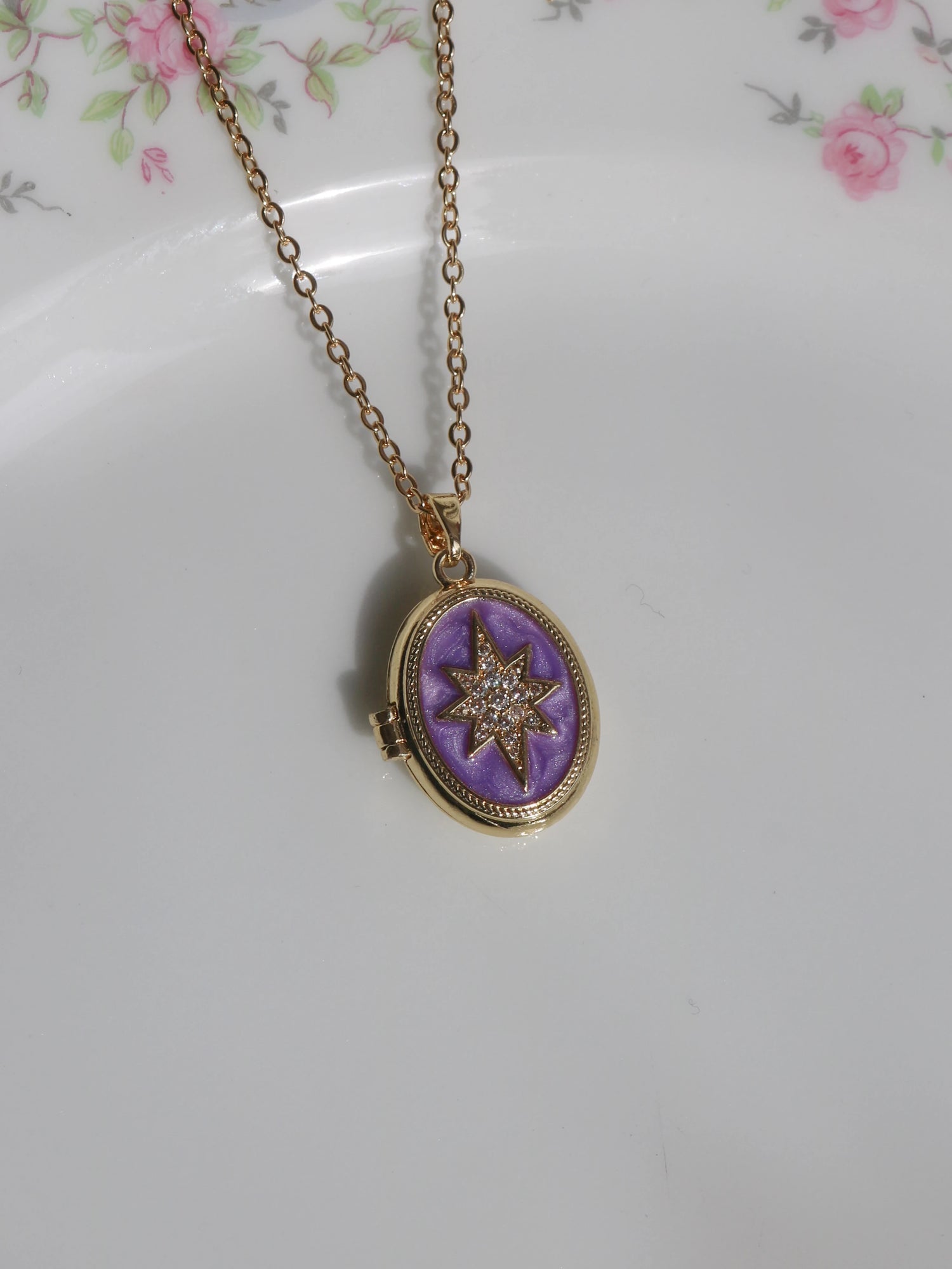 Purple Polar Star Personalized Photo Locket Necklace