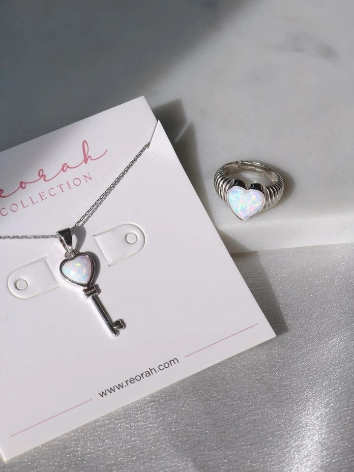 Key Of My Heart Opal 925 Silver Necklace