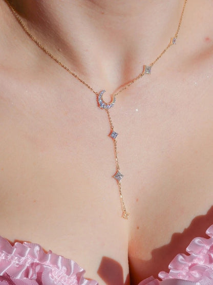 Moon And Stars 925 Silver Necklace