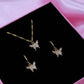 Minimal Zircon Butterfly Necklace Earring Set
