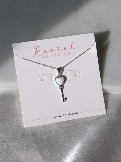 Key Of My Heart Opal 925 Silver Necklace