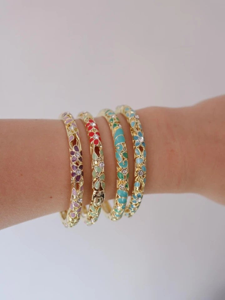 Colorful Flower Enamel Cuff Bracelet Vol. 2