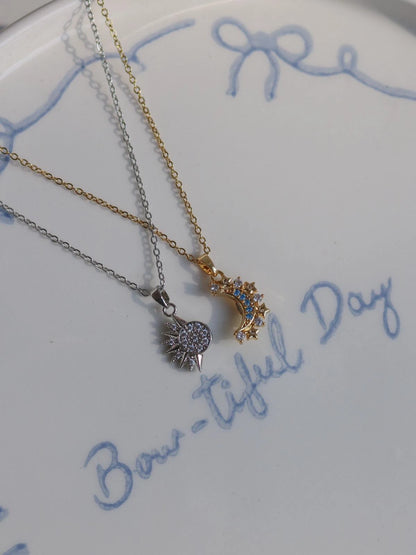 Moon And Sun Magnetic Couple Necklace