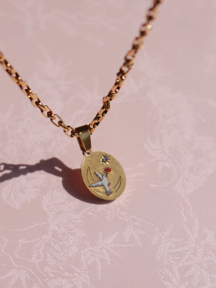 Vintage Dove Of Grace Steel Necklace