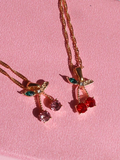 Pink - Red Cherry Necklace