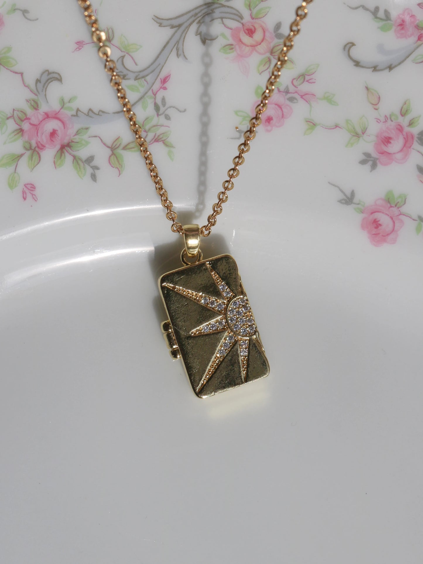 Golden Sun Book Of Memories Personalized Photo Locket Necklace