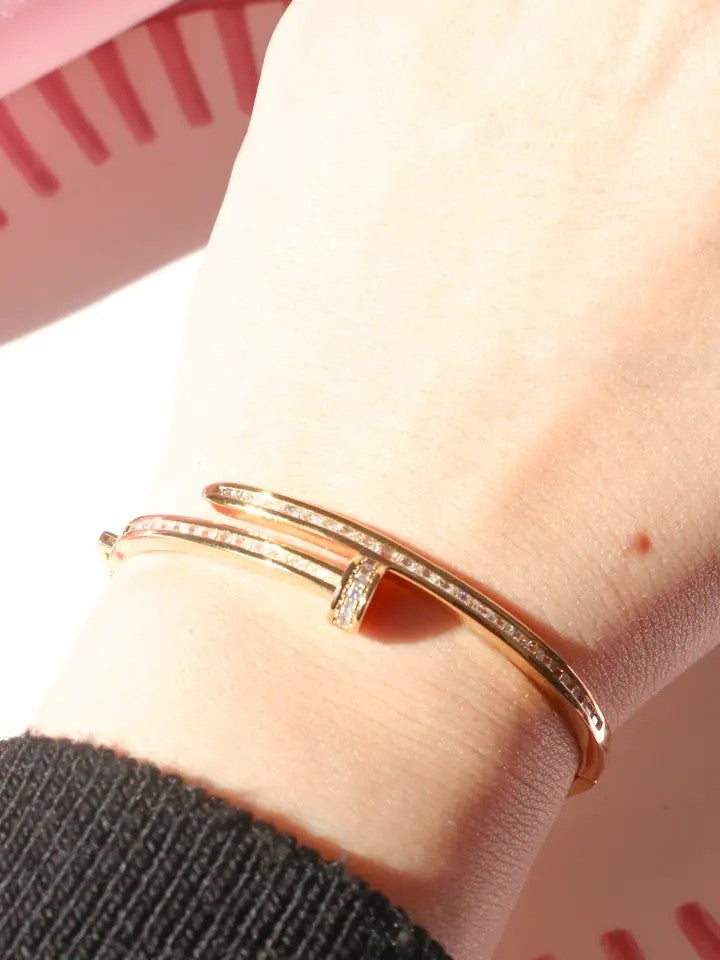 Studded Nail Steel Bracelet with Stone