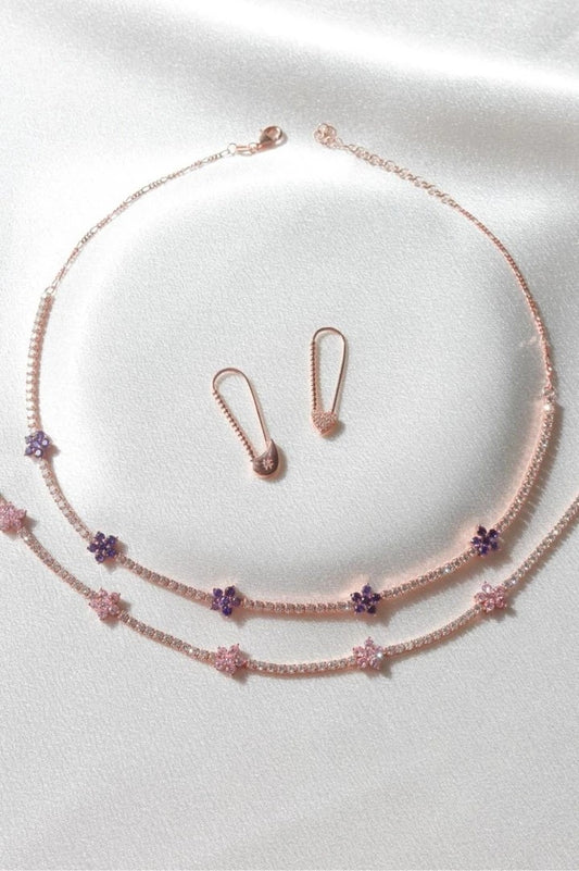 Daisy 925 Silver Zircon Stone Choker