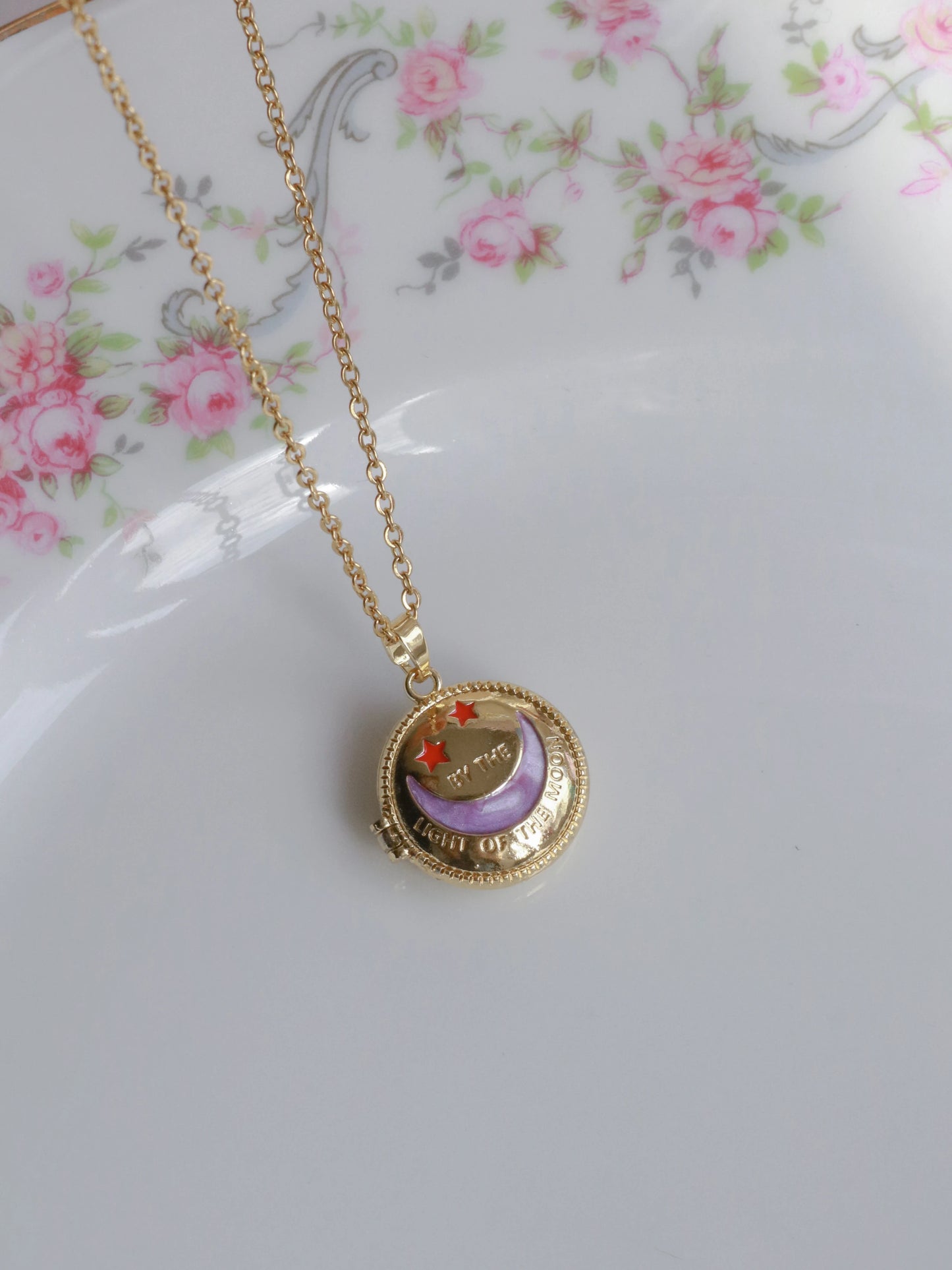 Purple Light Of The Moon Personalized Photo Locket Necklace