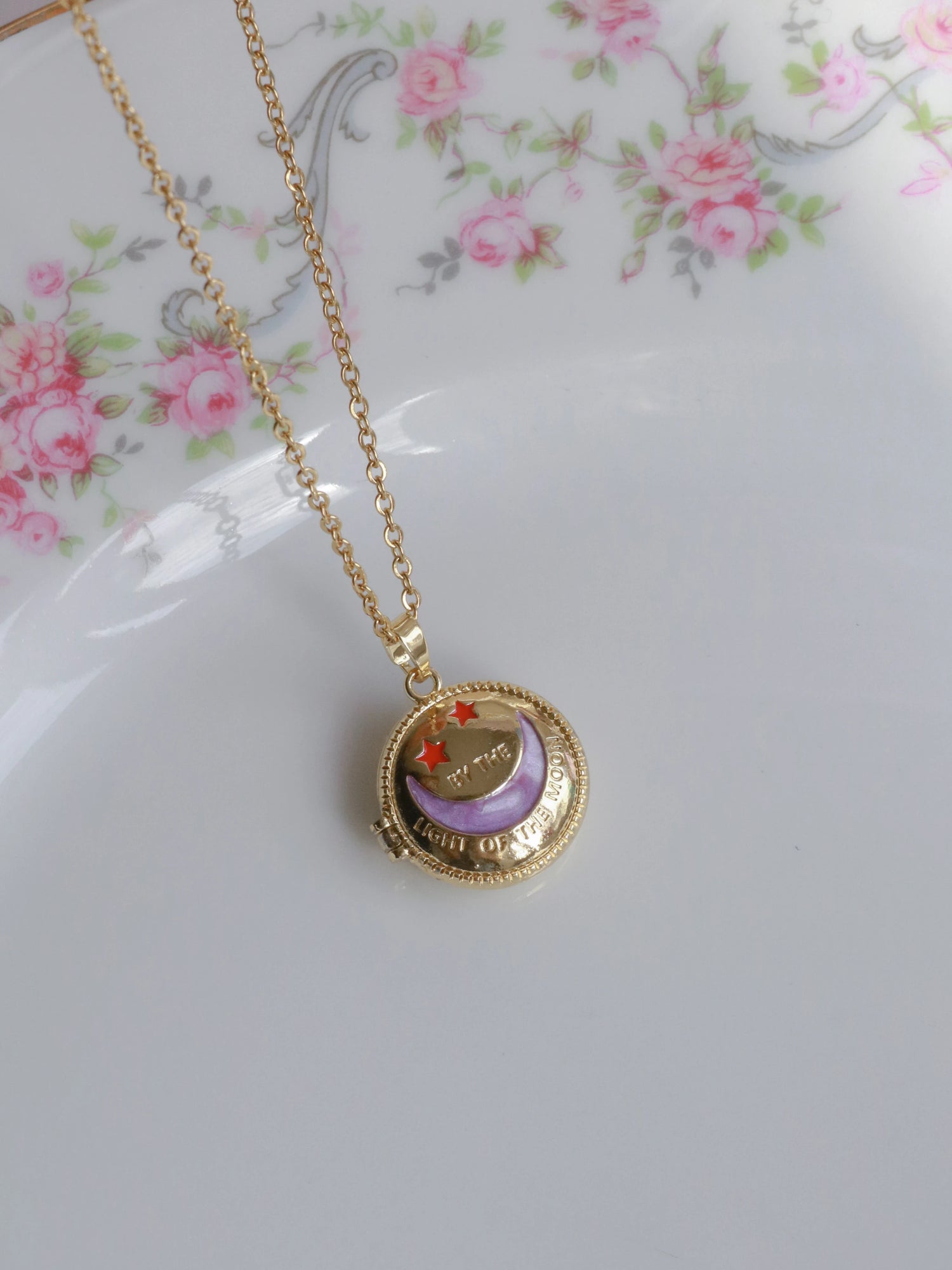 Purple Light Of The Moon Personalized Photo Locket Necklace