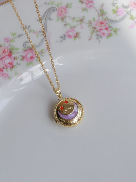 Purple Light Of The Moon Personalized Photo Locket Necklace