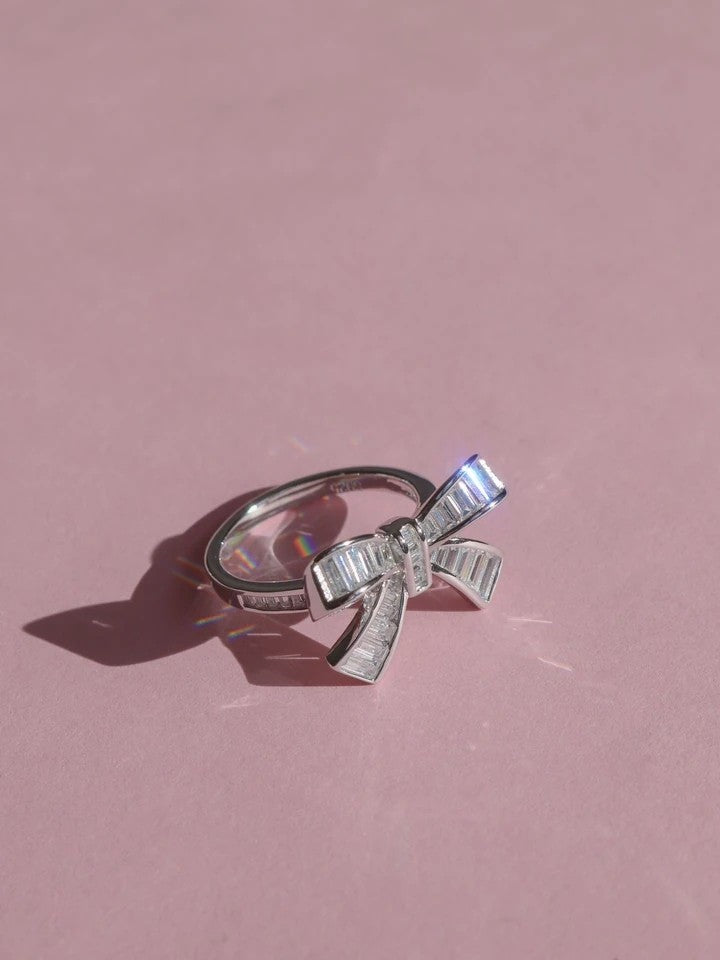 Crystal Bow 925 Silver Ring