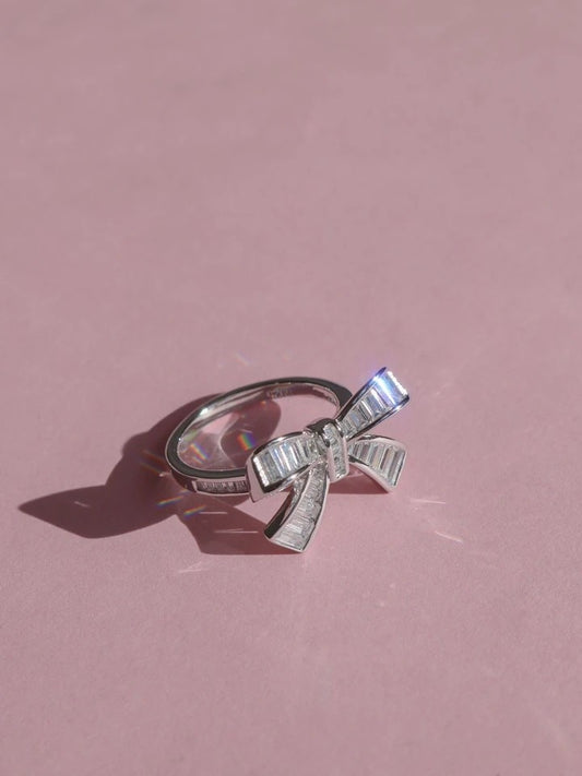 Crystal Bow 925 Silver Ring