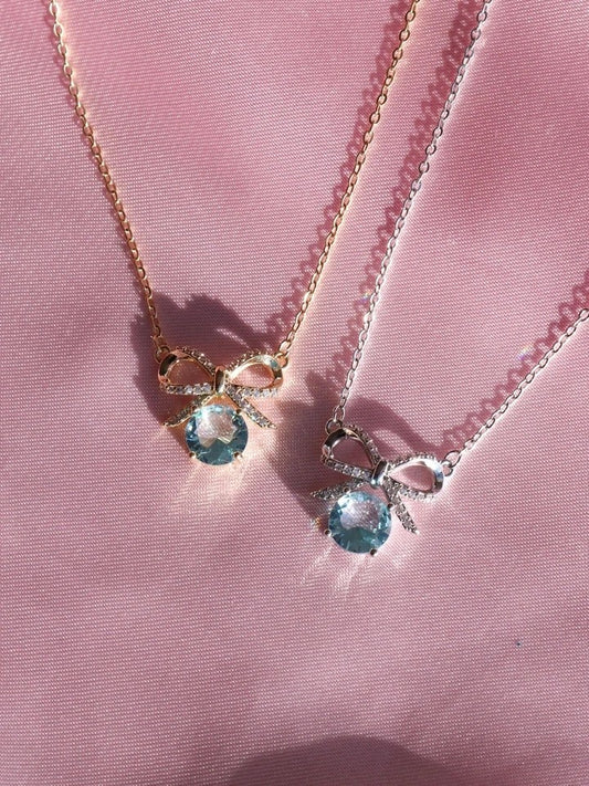 Blue Ribbon Necklace