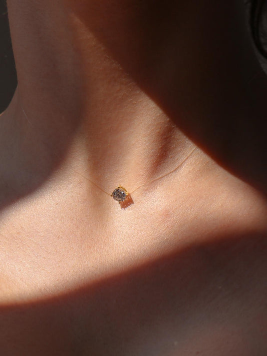 Solitaire Fishbone 925 Silver Necklace