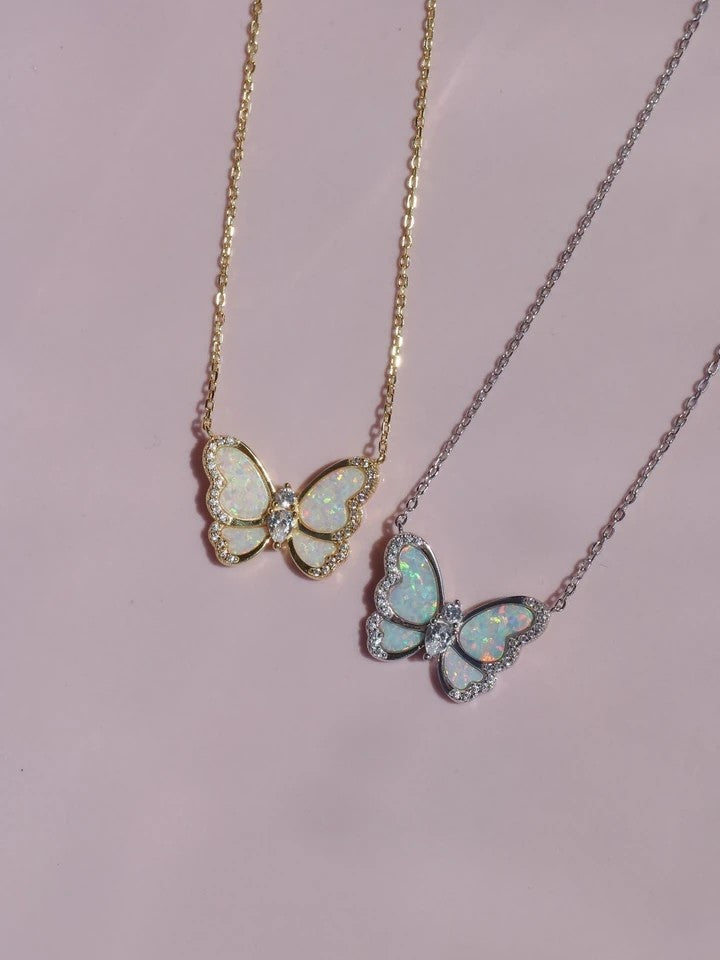Opal Wings 925 Silver Necklace