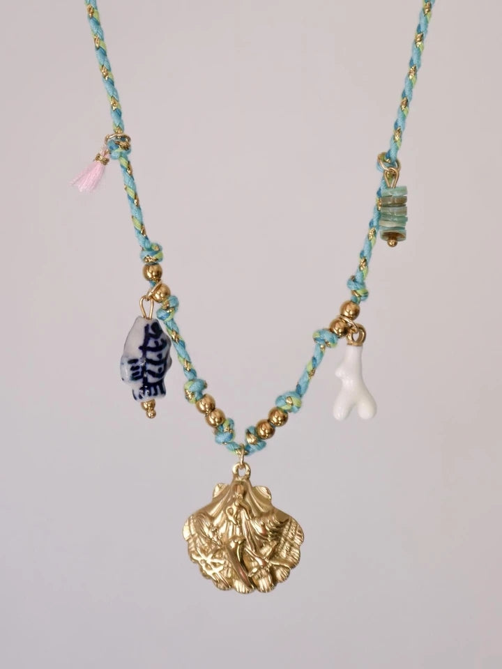 Golden Dolphin Macrame Steel Necklace