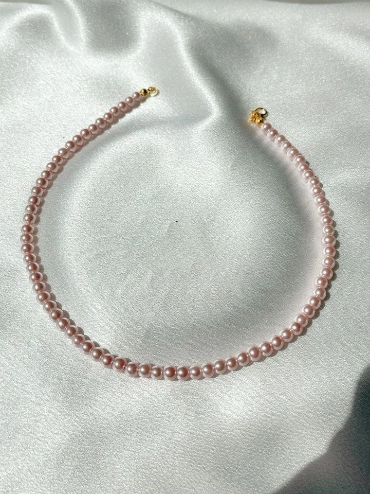 Glass Pearl Pink Choker