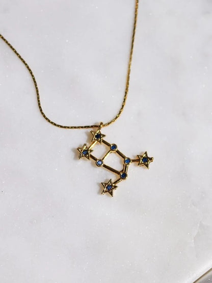 Zodiac Sign Star Map Birth Month Stone Necklace