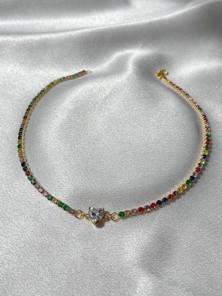 Cutie Heart Zircon Stone Choker / Necklace