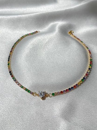 Cutie Heart Zircon Stone Choker / Necklace