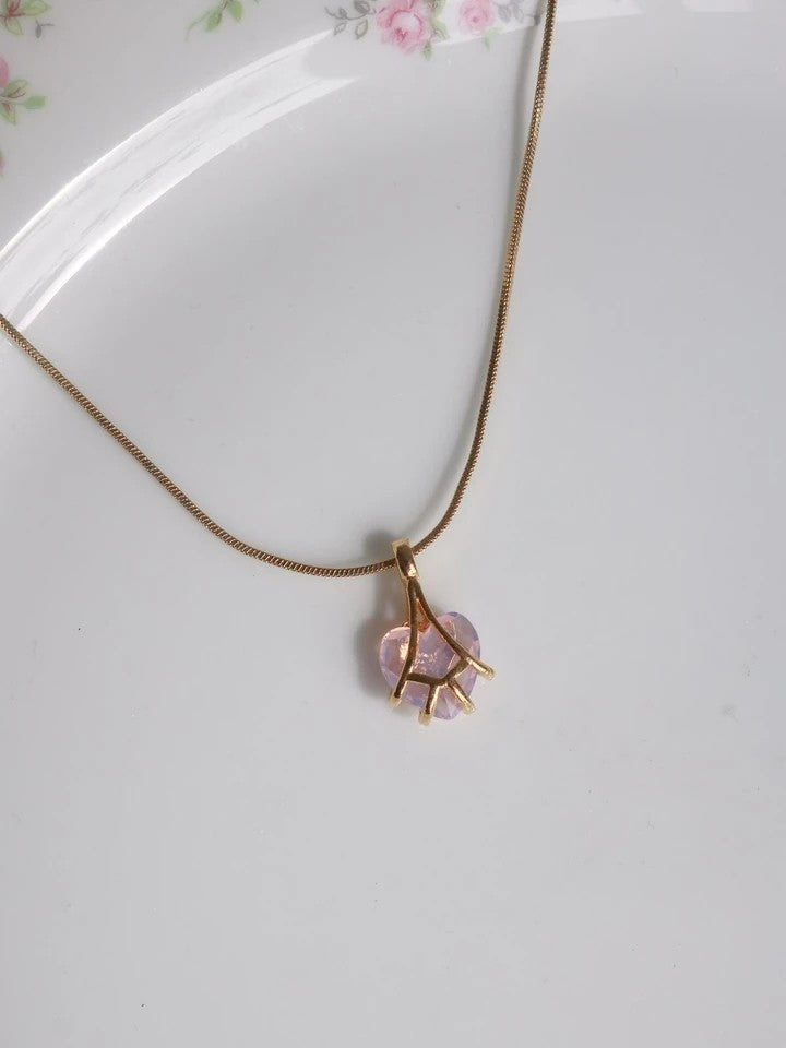 Pink Minimal Diamond Chateau Necklace