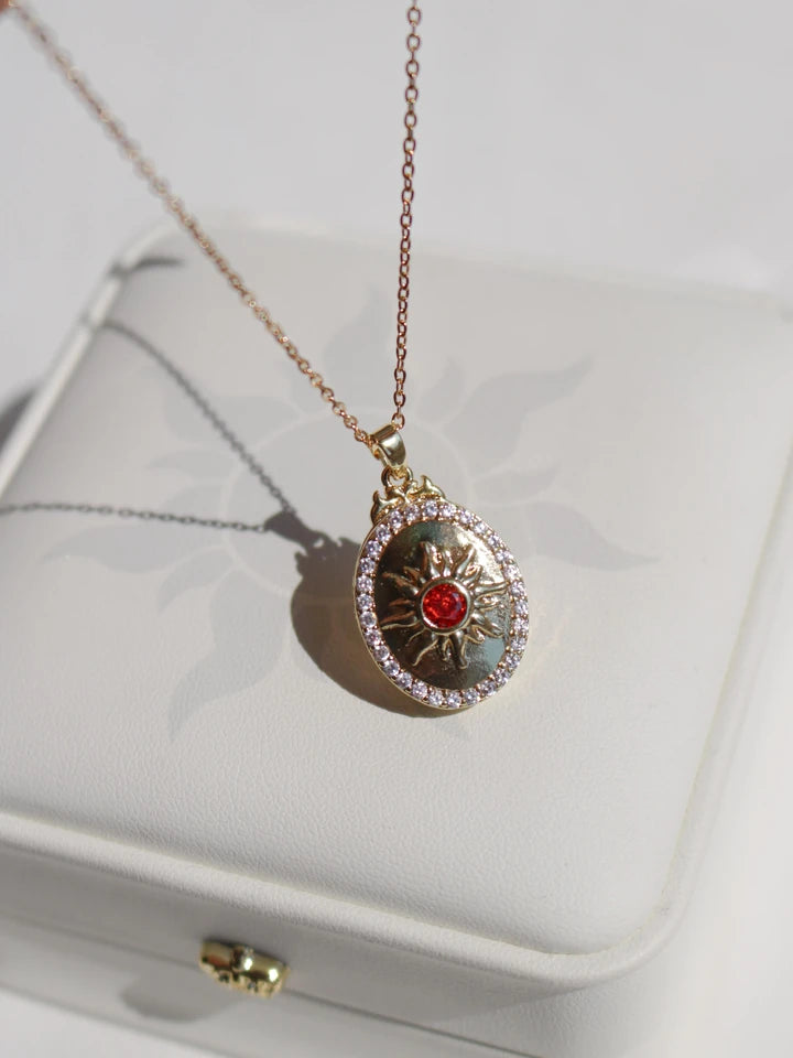 Solar Flame Personalized Photo Locket Steel Necklace