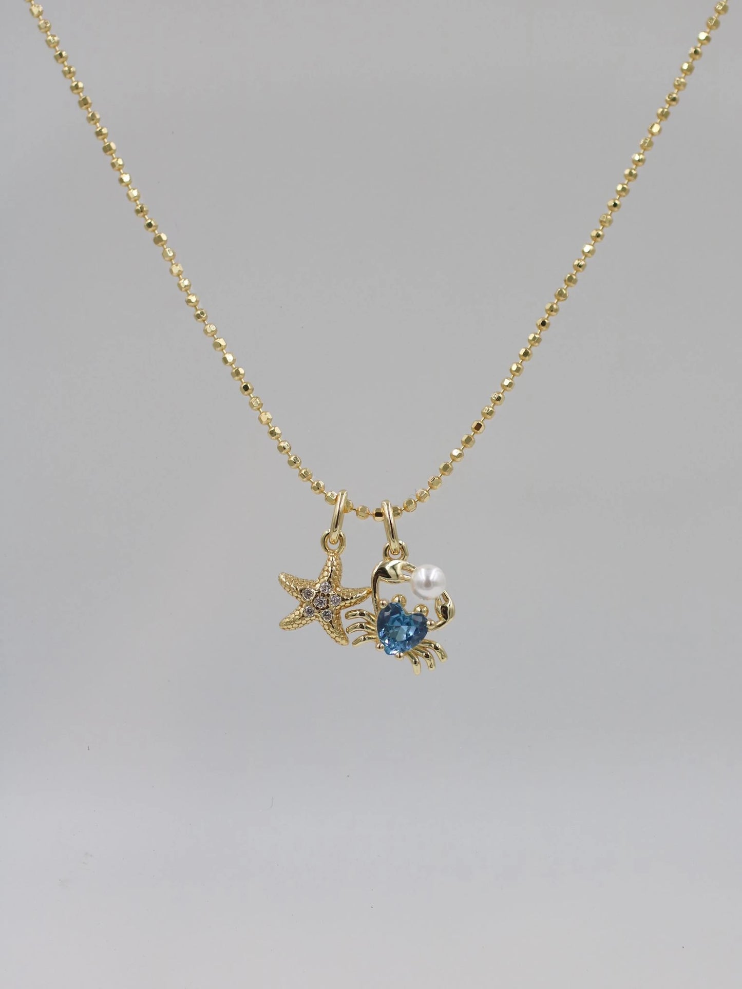Crab Starfish 925 Silver Necklace