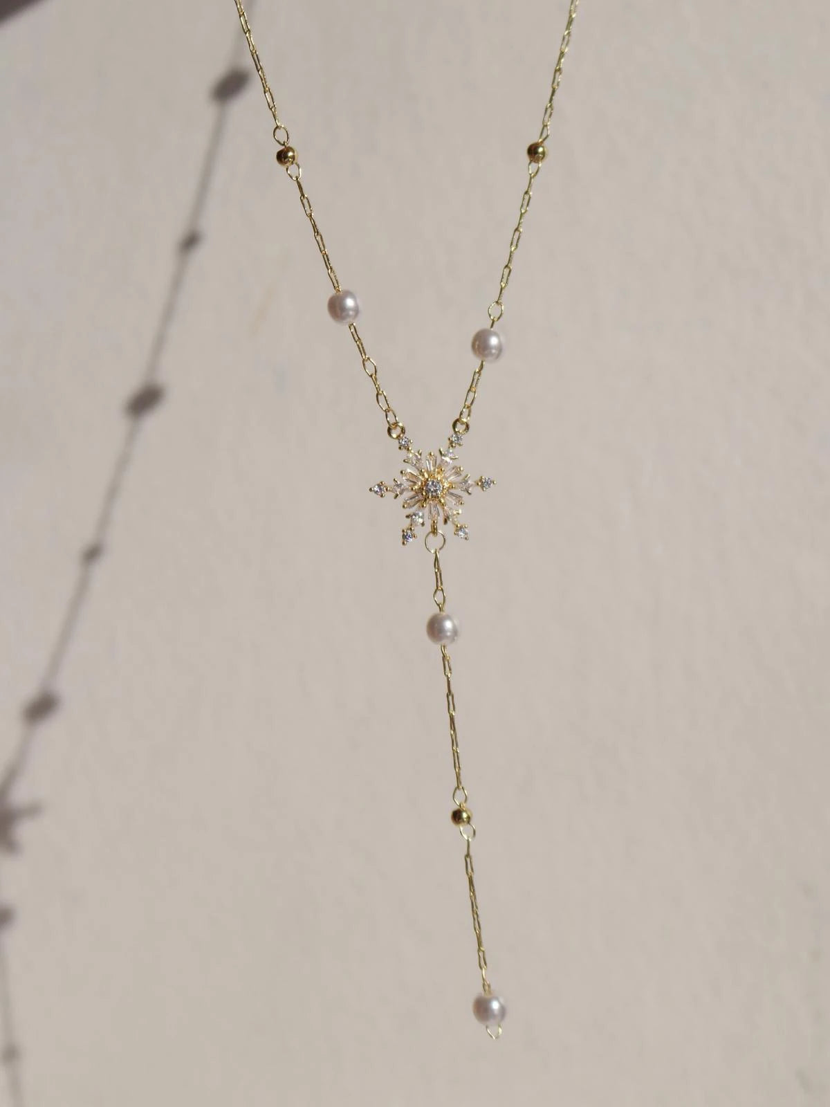 Frozen Snowflake Y Necklace