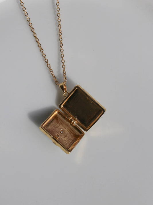 Blue Mystic Book Eye Personalized Photo Locket Necklace