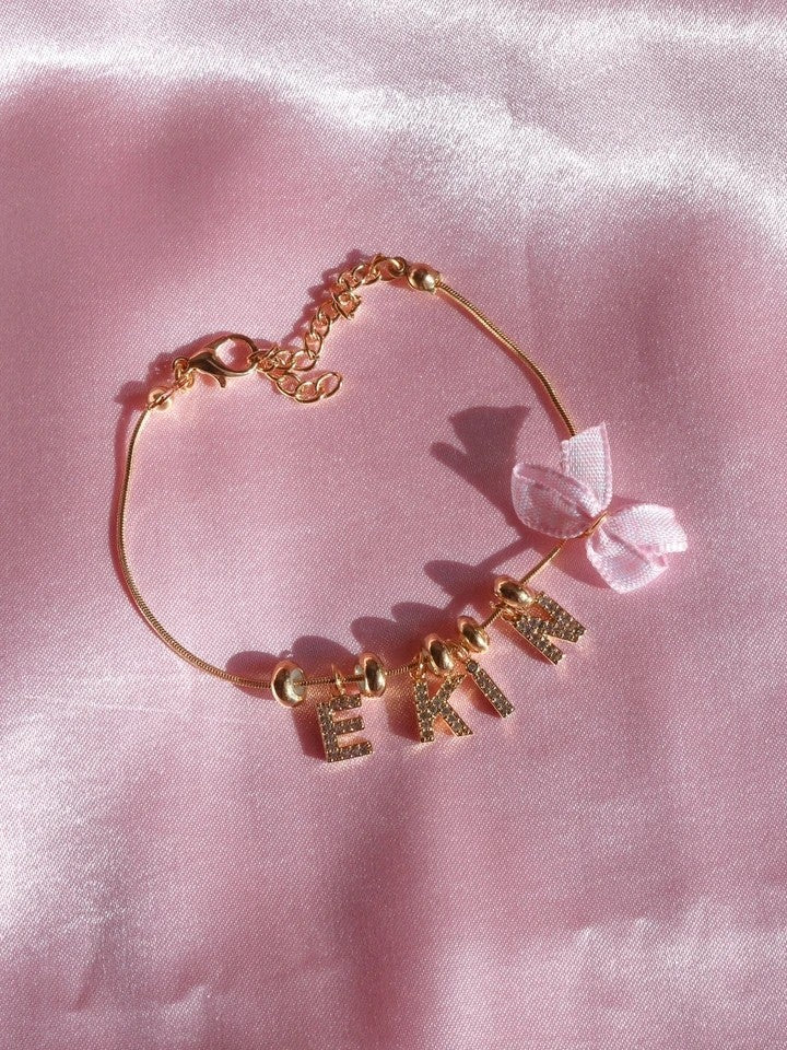 Personalized Name Bracelet With Ribbon