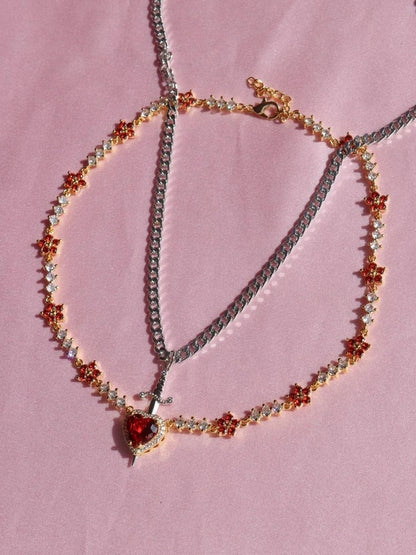 Snow White and the Huntsman Red Flower Choker - Couple Necklace