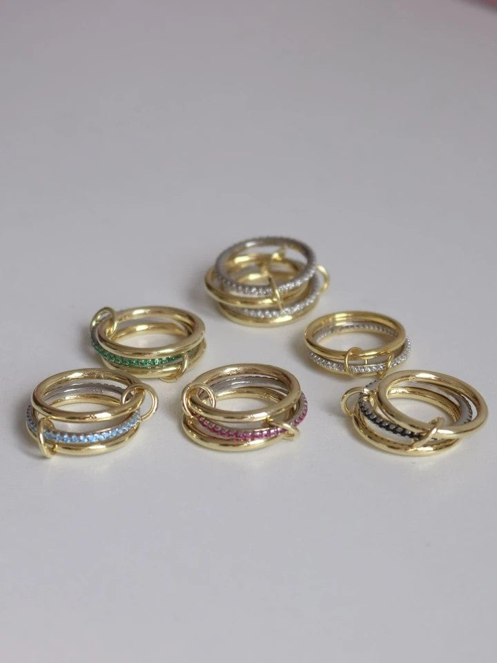 Green Multiple 925 Silver Ring