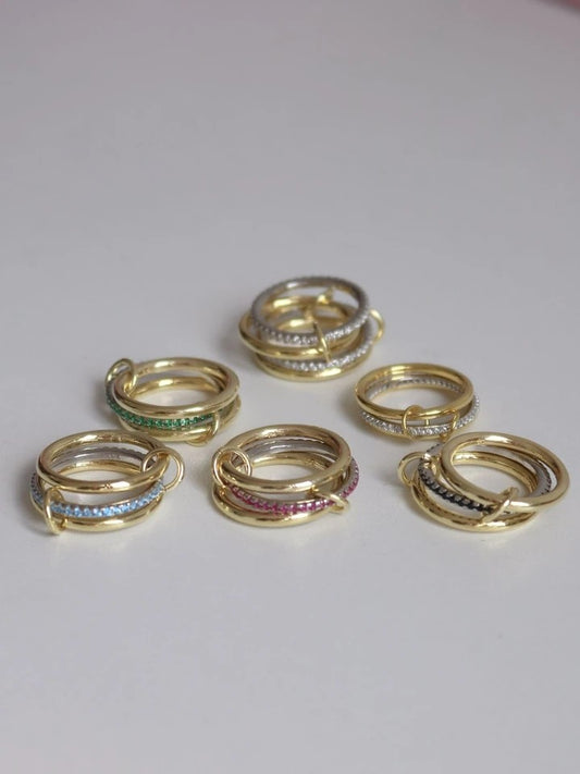 Green Multiple 925 Silver Ring