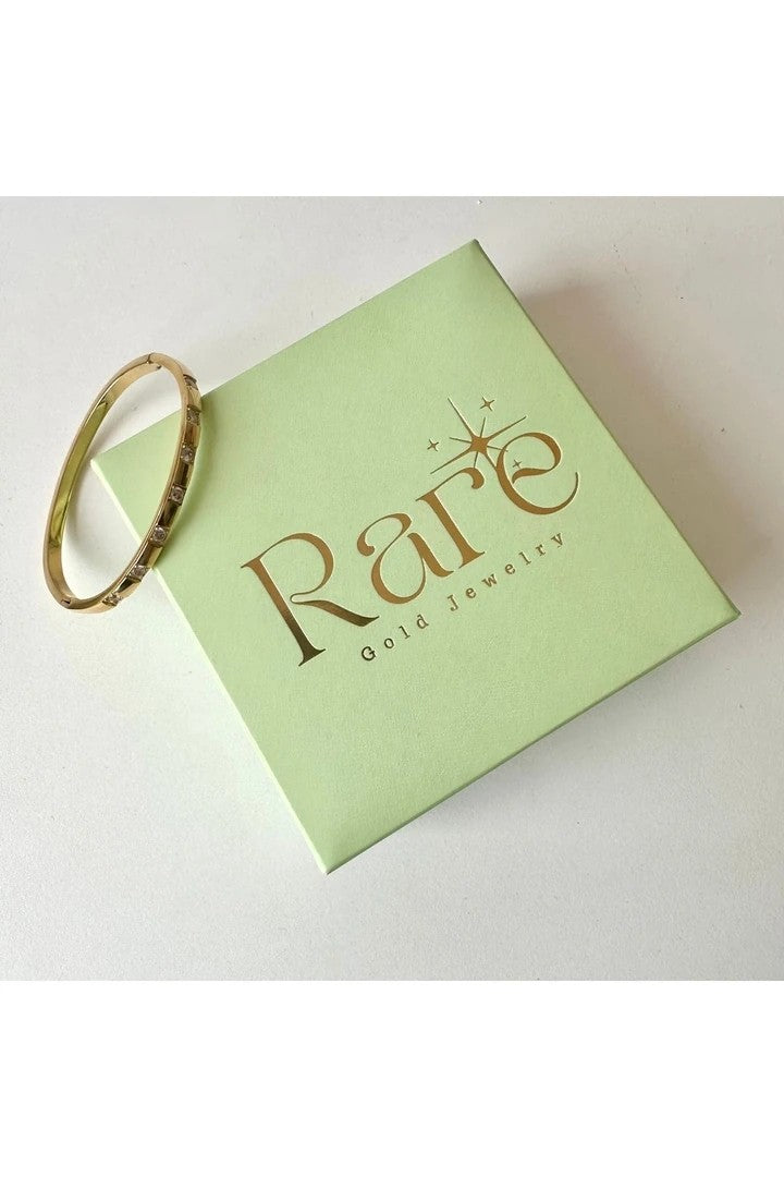 Square Zircon Stone Steel Cuff Bracelet