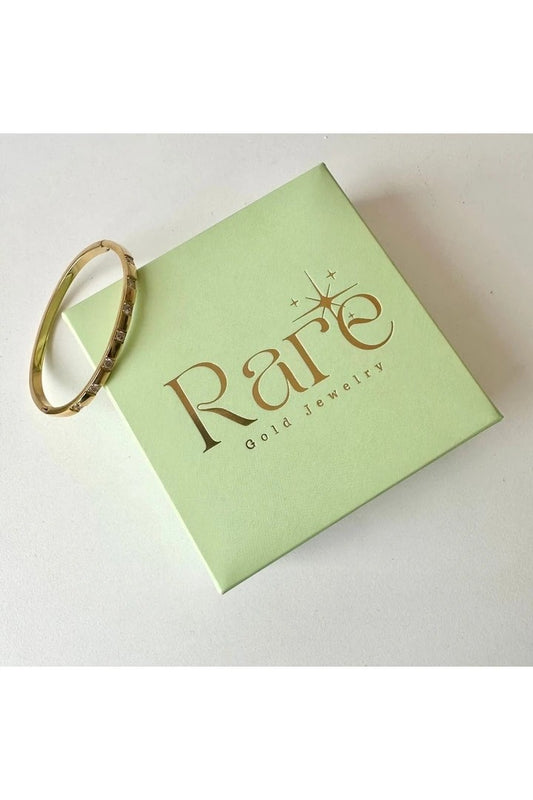 Square Zircon Stone Steel Cuff Bracelet