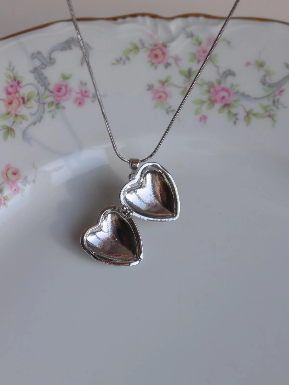 Novelle Bow Heart Personalized Photo Locket Necklace