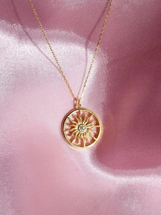 Sun In Circle 925 Silver Necklace