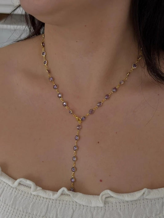 Oval Purple Y Necklace